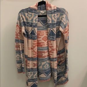 Sun & Shadow Tribal Print Pink and Blue Sweater